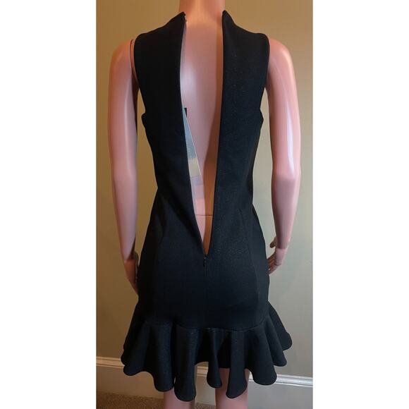 Halston Heritage Dress Womens S Black Ruffle Hem Mini Cocktail Party Minimalist - Picture 5 of 12